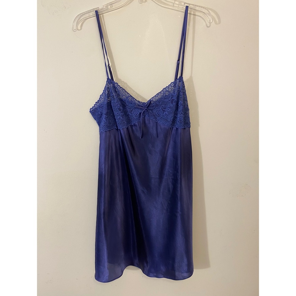 Morgan Taylor L Purple Satin Lace Chemise Nightgown Romantic Y2K Coquette
